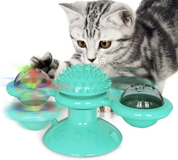 Pet Life 'Windmill' Rotating Suction Cup Spinning Cat Toy, Blue slide 1 of 8