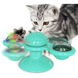 Pet Life 'Windmill' Rotating Suction Cup Spinning Cat Toy, Blue