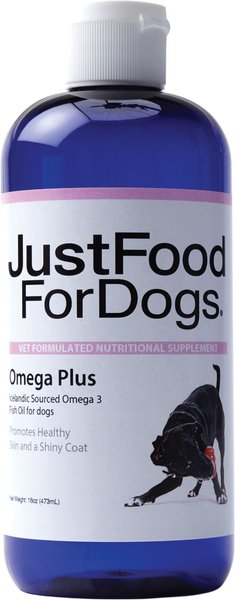 JustFoodForDogs Omega Plus Fish Oil Supplement for Dogs, 16-oz bottle slide 1 of 5