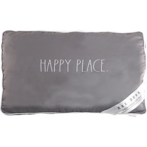 Rae Dunn "Happy Place" Orthopedic Dog & Cat Pillow Bed, Gray, Large