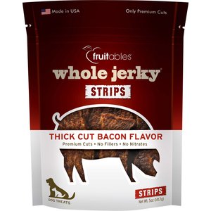 Fruitables Whole Jerky Thick Cut Bacon Dog Treats, 5-oz bag