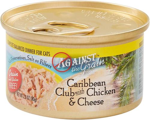 Show full view: Against the Grain Caribbean Club with Chicken & Cheese Dinner Grain-Free Canned Cat Food, 2.8-oz, case of 24 slide 4 of 10