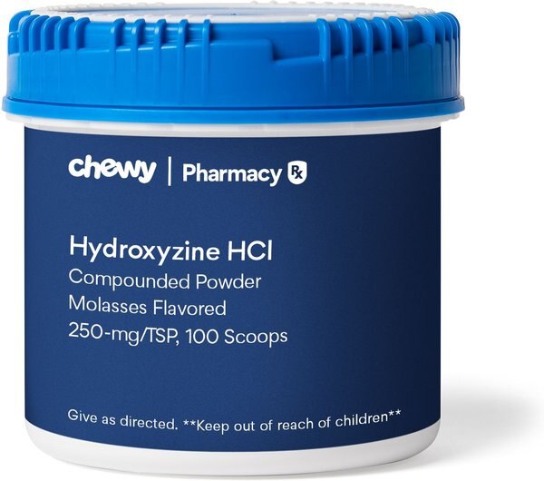 Hydroxyzine HCl Compounded Powder Molasses Flavored for Horses, 250-mg/TSP, 100 scoops slide 1 of 5