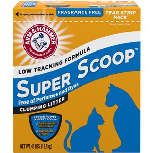 Arm & Hammer Litter Super Scoop Unscented Clumping Clay Cat Litter, 40-lb box