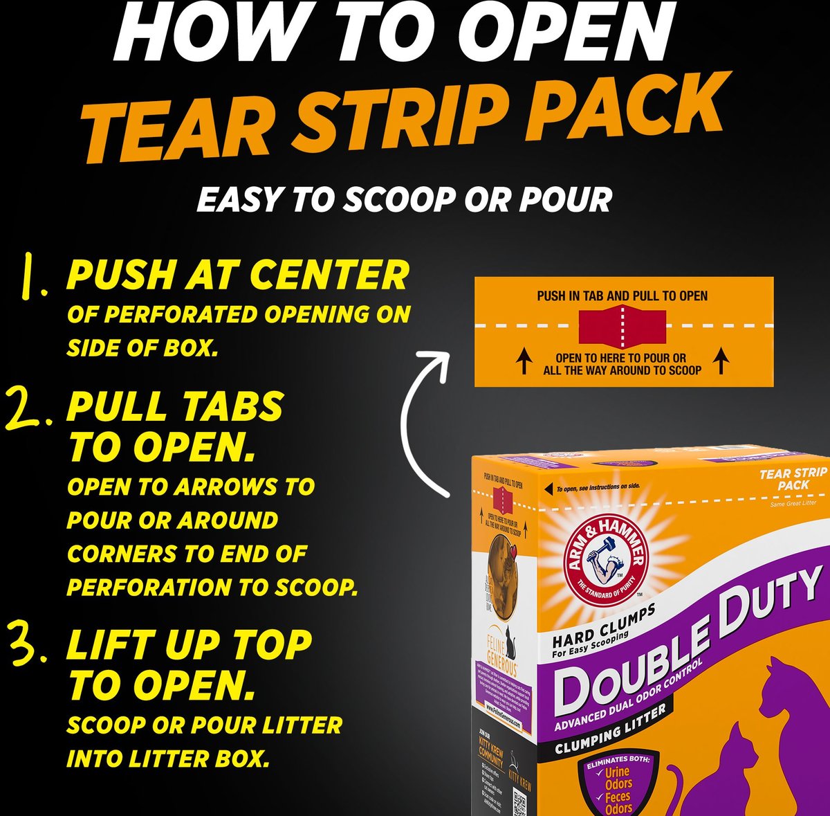 Double duty arm and hammer clearance litter