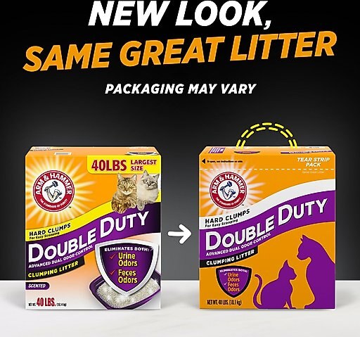 Arm & Hammer Litter Double Duty Scented Clumping Clay Cat Litter, 40-lb box