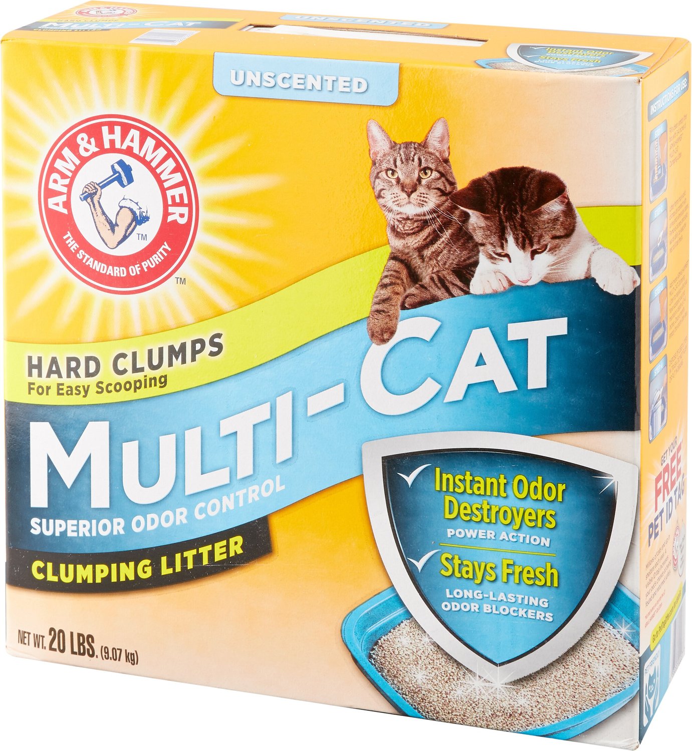 ARM & HAMMER LITTER MultiCat Unscented Clumping Clay Cat Litter, 20lb