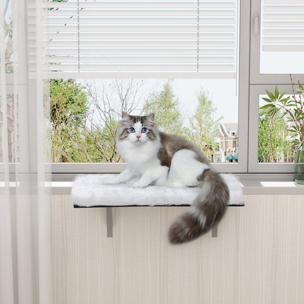 Coziwow Cat Window Perch & Windowsill Bed with Soft Cushion, White slide 1 of 7
