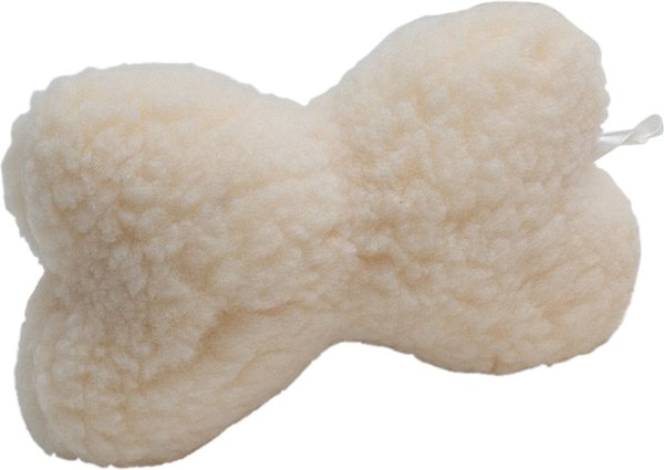 Busy Buddy Fido's Favorites Sheepskin Bone Squeaky Plush Dog Toy, Small slide 1 of 4