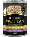 Purina Pro Plan Specialized Adult Weight Management Turkey & Rice Entree Canned Dog Food, 13-oz, case of 12