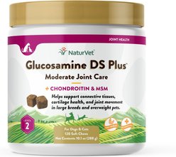 NaturVet Moderate Care Glucosamine DS Plus Soft Chews Joint Supplement for Cats & Dogs, 120 count