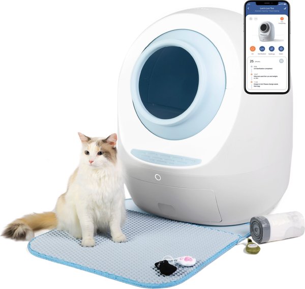 Smarty Pear Leo's Loo Too WiFi Enabled Automatic Self-Cleaning Cat Litter Box Variety Pack, Baby Blue slide 1 of 9