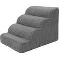 Precious Tails High Density Foam Scalloped Sherpa Top 4 Steps Dog & Cat Stair, Gray
