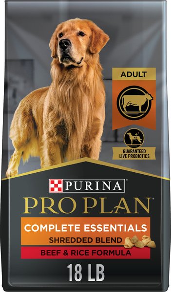Purina Pro Plan Adult Shredded Blend Beef & Rice Formula Dry Dog Food, 18-lb bag slide 1 of 11