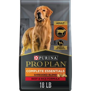 Purina Pro Plan Adult Shredded Blend Beef & Rice Formula Dry Dog Food, 18-lb bag