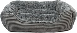 Precious Tails Super Plush Corduroy Sherpa Cuddler Dog & Cat Bed, Gray
