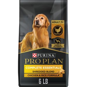 Purina Pro Plan Adult 7+ Shredded Blend Chicken & Rice Formula Dry Dog Food, 6-lb bag