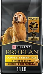Purina Pro Plan Adult 7+ Shredded Blend Chicken & Rice Formula Dry Dog Food, 18-lb bag