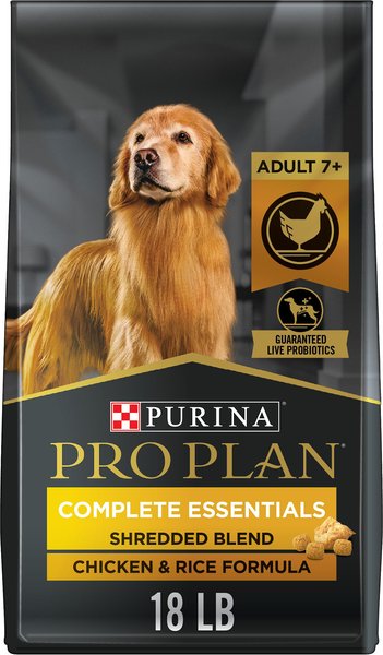 Purina Pro Plan Adult 7+ Shredded Blend Chicken & Rice Formula Dry Dog Food, 18-lb bag slide 1 of 10