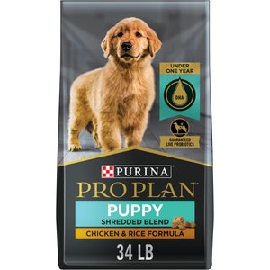 Purina Pro Plan Puppy Shredded Blend Chicken & Rice Formula with Probiotics Dry Dog Food, 34-lb bag