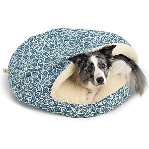 Snoozer Pet Products Round Indoor Outdoor Cozy Cave Dog Bed, Blue & White, X-Large