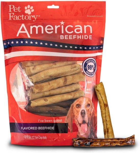PET FACTORY Beefhide Chip Rolls 5inch Beef & Chicken Flavored