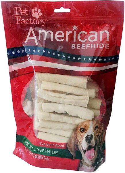 Pet Factory Beefhide Mini Rolls 3-inch Natural Flavored Dog Hard Chews, 40 count slide 1 of 5