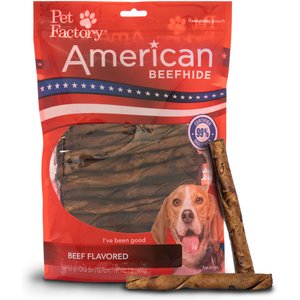 Pet Factory Beefhide 5-inch Twist Sticks Beef Flavored Dog Hard Chews, 1-lb bag