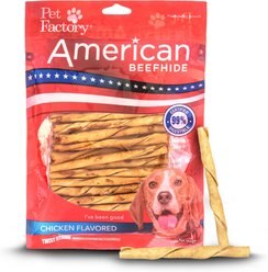 Pet Factory Beefhide 5-inch Twist Sticks Chicken Flavored Dog Hard Chews, 1-lb bag