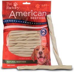 Pet Factory Beefhide 5-inch Twist Sticks Natural Flavored Dog Hard Chews, 1-lb bag