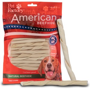 Pet Factory Beefhide 5-inch Twist Sticks Natural Flavored Dog Hard Chews, 1-lb bag