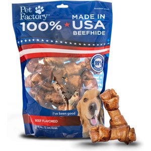 Pet Factory Beefhide 4-inch Beef Flavored Dog Bones, 18 count
