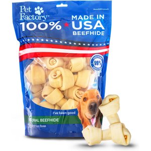 Pet Factory Beefhide 4 to 5-inch Natural Flavored Dog Bones, 22 count
