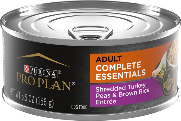 Purina Pro Plan Adult Shredded Turkey, Peas & Brown Rice Entree in Gravy Canned Dog Food, 5.5-oz, case of 24 slide 1 of 10