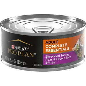 Purina Pro Plan Adult Shredded Turkey, Peas & Brown Rice Entree in Gravy Canned Dog Food, 5.5-oz, case of 24