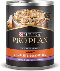 Purina Pro Plan Savor Adult Turkey & Vegetables Entree Slices in Gravy Canned Dog Food, 13-oz, case of 12