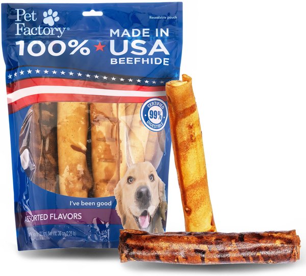 Pet Factory Beefhide 8-inch Rolls Beef & Chicken Flavored Dog Hard Chews, 10 count