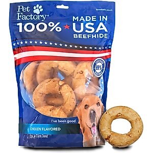 Pet Factory Beefhide 3-inch Donuts Chicken Flavored Dog Hard Chews, 12 count