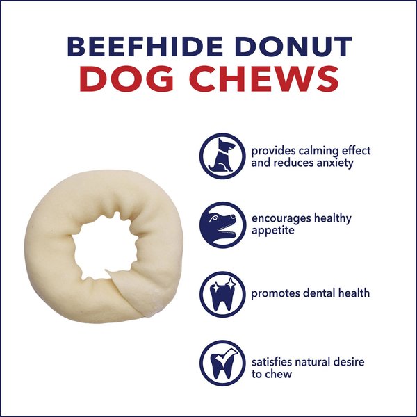 Pet Factory Beefhide 3-inch Donuts Natural Flavored Dog Hard Chews, 12 count