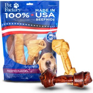 Pet Factory Beefhide 8 to 9-inch Beef & Chicken Flavored Dog Hard Chew Variety Pack, 6 count