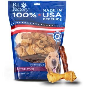 Pet Factory Beefhide 4 to 6-inch Beef & Chicken Flavored Dog Hard Chew Variety Pack, 25 count