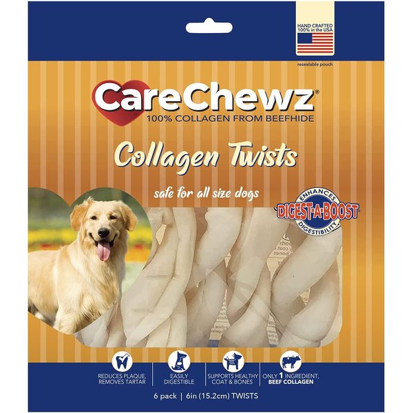 Pet Factory CareChewz 6 to 7-inch Collagen Twists Natural Flavored Dog Hard Chews, 6 count