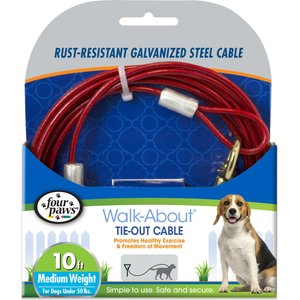 Four Paws Medium Weight Tie Out Cable, 10-ft