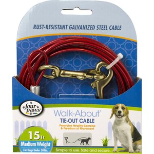 Four Paws Medium Weight Tie Out Cable, 15-ft