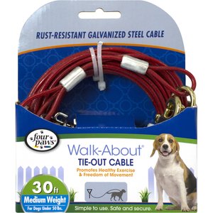 Four Paws Medium Weight Tie Out Cable, 30-ft