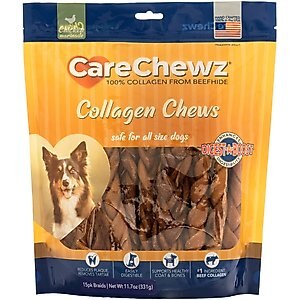 Pet Factory CareChewz 6 to 7-inch Collagen Braid Chicken Flavored Dog Hard Chews, 12 count