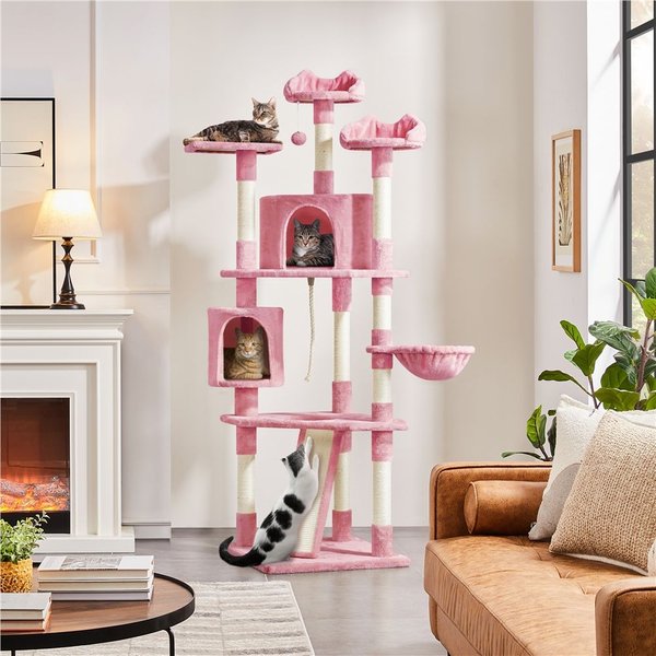 Yaheetech 79-in Plush Cat Tree & Condo, Pink, Large slide 1 of 10