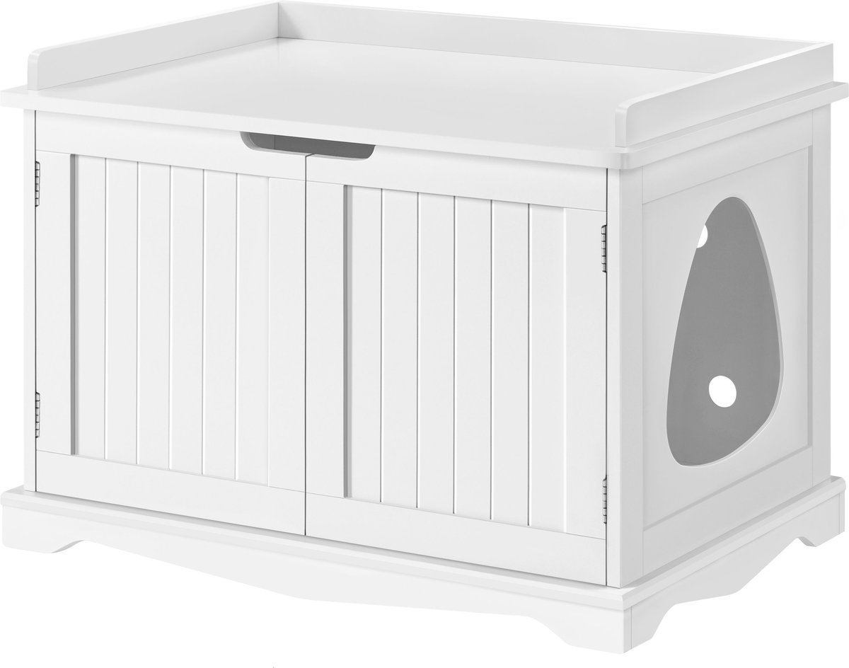 YAHEETECH Litter Box Furniture Cat House, White, Large