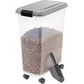 IRIS Airtight Cat, Dog & Bird Food Storage Container with Attachable Casters, Chrome, 35-lbs. - 47-qt