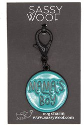 Sassy Woof Mama's Boy Dog Collar Tag, Blue
